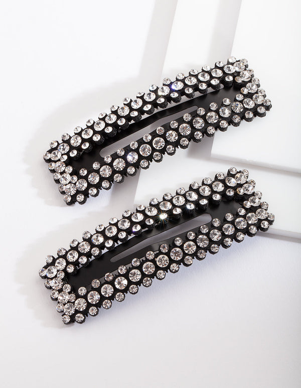 Diamante Rectangle Snap Hair Clip 2-Pack