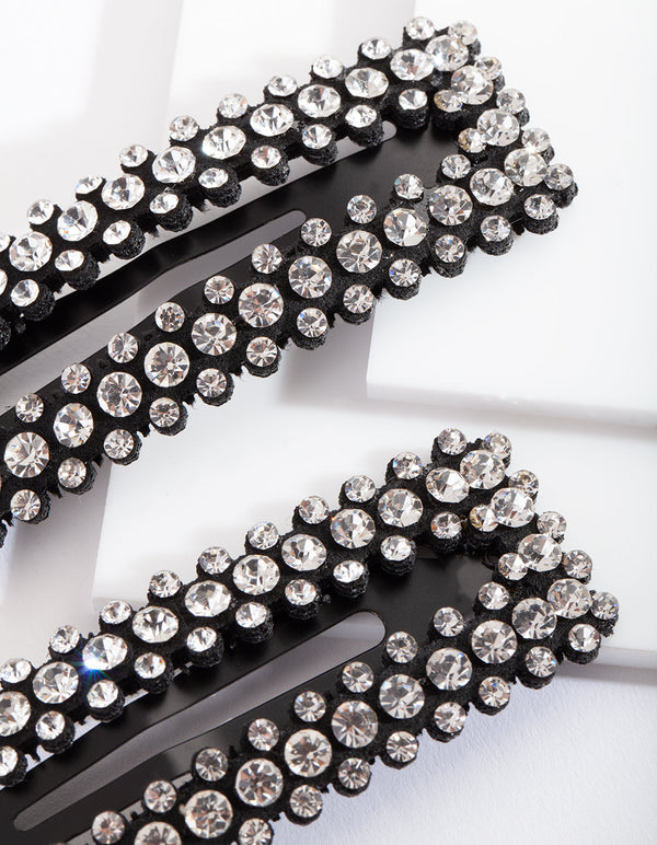 Diamante Rectangle Snap Hair Clip 2-Pack