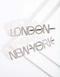 Diamante London New York Hair Pin 2-Pack - link has visual effect only