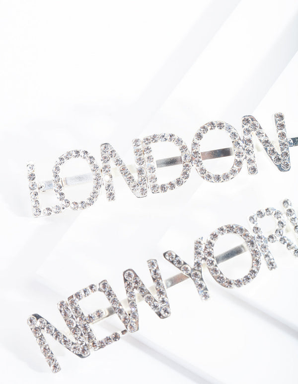 Diamante London New York Hair Pin 2-Pack