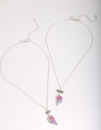 Kids Silver Glitter Heart BF Necklace Set - link has visual effect only