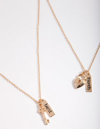 Kids Gold Lock and Key BF Necklace Set - link has visual effect only