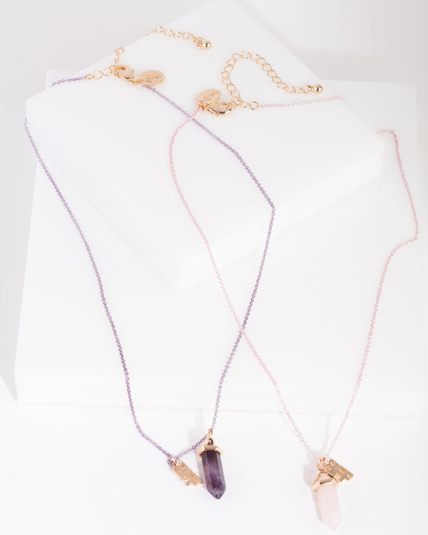 Kids Coated Metal Shard BF Necklace Set