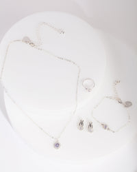 Kids Silver Cubic Zirconia Halo Jewellery Set - link has visual effect only