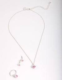 Kids Pink Cubic Zirconia Silver Jewellery Pack - link has visual effect only