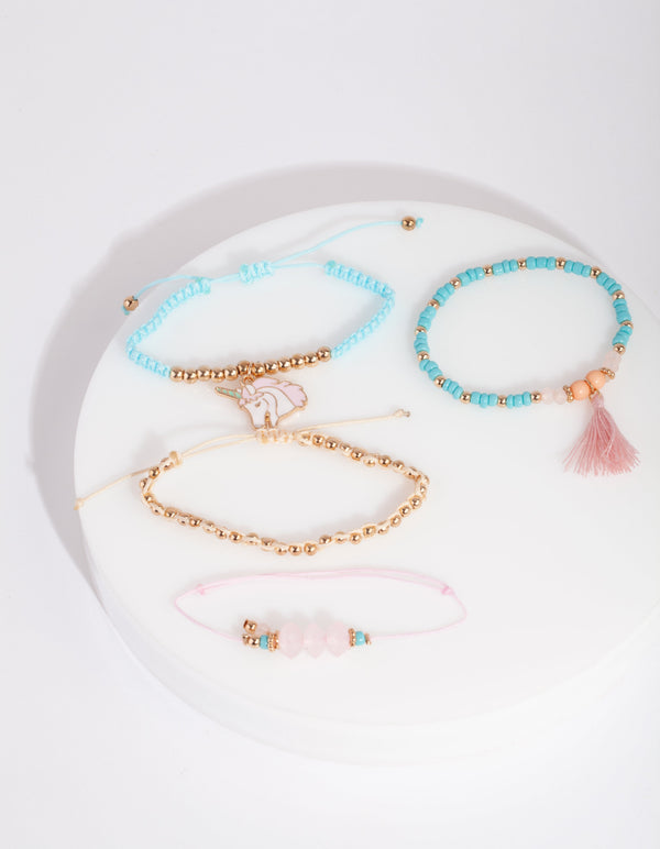 Kids Mixed Pastel Bead Bracelet 4 Pack