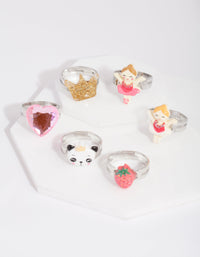 Kids Silver Panda Ring 6 Pack - link has visual effect only