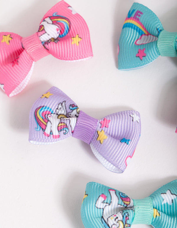 Kids Colourful Unicorn Bow Clip 6 Pack