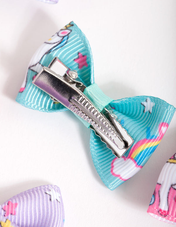 Kids Colourful Unicorn Bow Clip 6 Pack