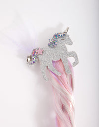 Kids Rainbow Unicorn Hair Extension Clip - link has visual effect only