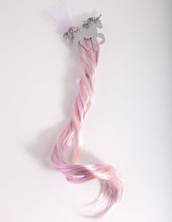 Kids Rainbow Unicorn Hair Extension Clip