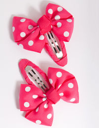 Kids Pink Polka Dot Bow Clip 2 Pack - link has visual effect only
