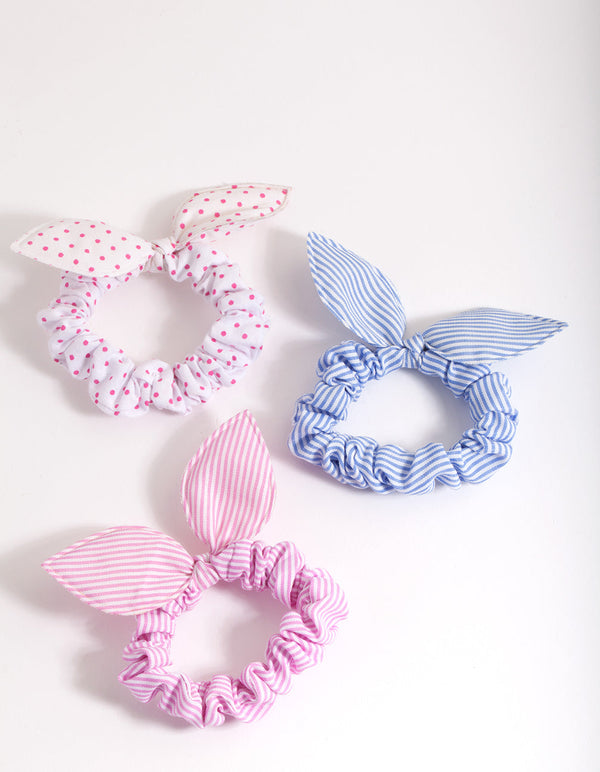 Kids Multi Pattern Scrunchie Bow 3 Pack