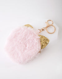 Kids Pink Cat Fluffy Keyring - link has visual effect only