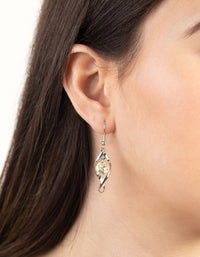 Silver Diamond Simulant Drop Twist Earrings - link has visual effect only