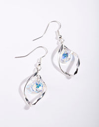 Silver Diamond Simulant Drop Twist Earrings - link has visual effect only