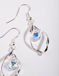 Silver Diamond Simulant Drop Twist Earrings - link has visual effect only