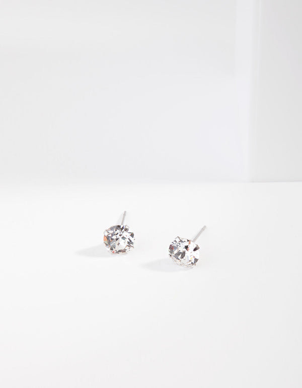 Silver Diamond Simulant 7mm Crystal Stud