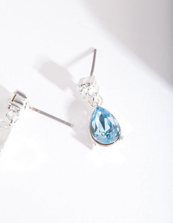 Aqua Diamond Simulant Teardrop Earrings