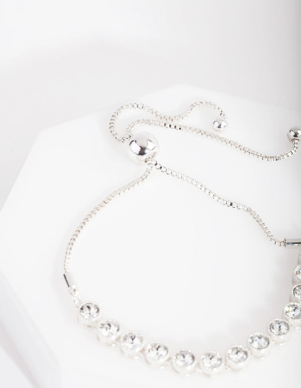 Diamond Simulant Circular 4mm Crystal Toggle Bracelet