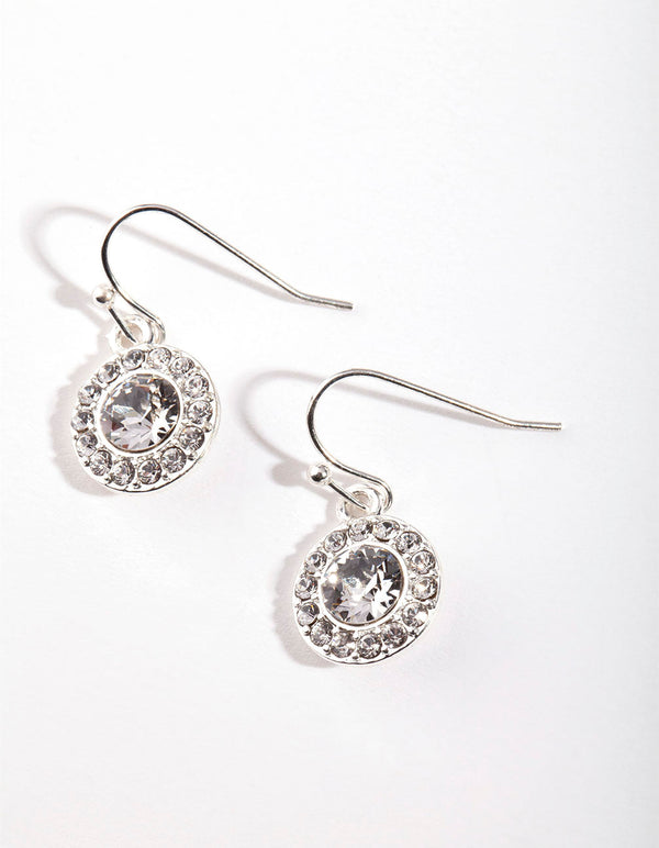 Srebrne kolczyki z imitacją diamentów w kształcie koła