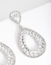 Rhodium Stone Teardrop Earrings - link has visual effect only