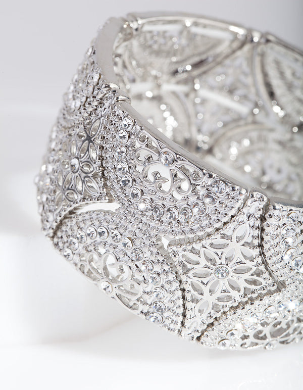 Diamante Filigree Stretch Bracelet