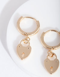 Gouden hart hangslot Huggie oorbel - link has visual effect only