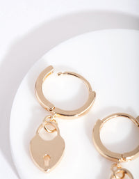 Gouden hart hangslot Huggie oorbel - link has visual effect only
