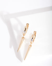 Gouden diamanten spike Huggie oorbellen - link has visual effect only