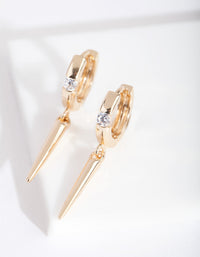 Gouden diamanten spike Huggie oorbellen - link has visual effect only