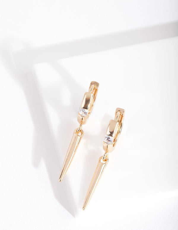Gouden diamanten spike Huggie oorbellen
