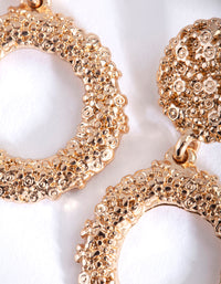 Mini Gold Textured Round Drop Earrings - link has visual effect only