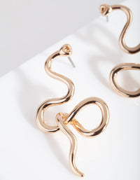 Gold Abstract Snake Loop Earrings - link has visual effect only