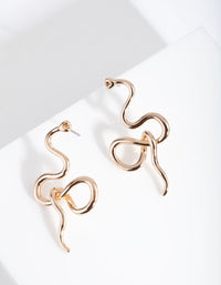 Gold Abstract Snake Loop Earrings - link has visual effect only