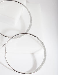 Large Silver Glitter Edge Hoop Earrings - link has visual effect only