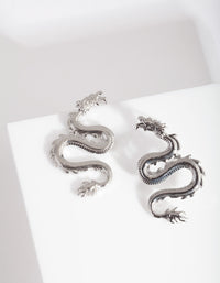 Mini Rhodium Spiked Dragon Earrings - link has visual effect only