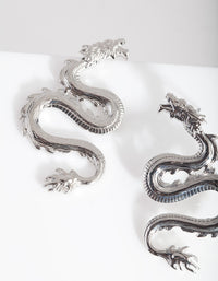 Mini Rhodium Spiked Dragon Earrings - link has visual effect only