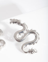 Mini Rhodium Spiked Dragon Earrings - link has visual effect only