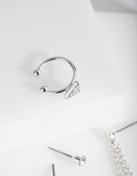 Silver Pearl Drop Ear Cuff 5 Pack - link has visual effect only