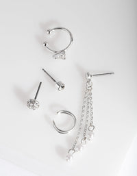 Silver Pearl Drop Ear Cuff 5 Pack - link has visual effect only