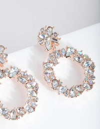 Mini Rose Gold Stone Set Circle Earrings - link has visual effect only