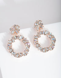Mini Rose Gold Stone Set Circle Earrings - link has visual effect only