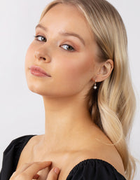 Sterling Silver Diamante Star Charm Hoop Earrings - link has visual effect only
