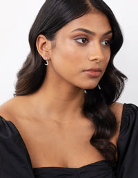 Sterling Silver Diamante Moon Charm Hoop Earrings - link has visual effect only