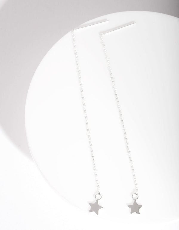 Sterling Silver Star Thread Through Earrings