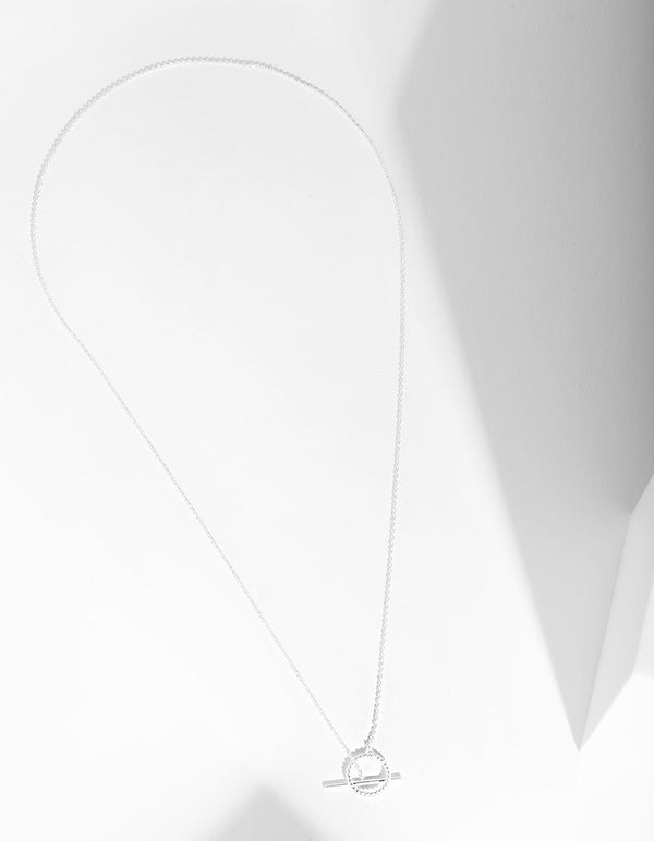 Sterling Silver Twist T Bar Necklace