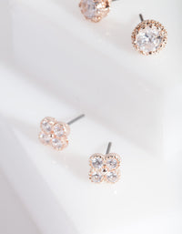 Rose Gold Cubic Zirconia 2 Pack Stud Earring - link has visual effect only
