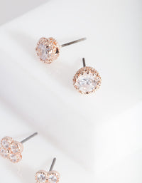 Rose Gold Cubic Zirconia 2 Pack Stud Earring - link has visual effect only