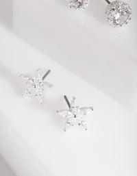 Silver Cubic Zirconia 2 Pack Stud Earring - link has visual effect only